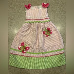 Emily Rose Seersucker Gingham Butterfly Print Dress Pink 5